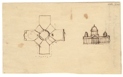 Washington: Capitol, studio di pianta ed elevazione, 1792